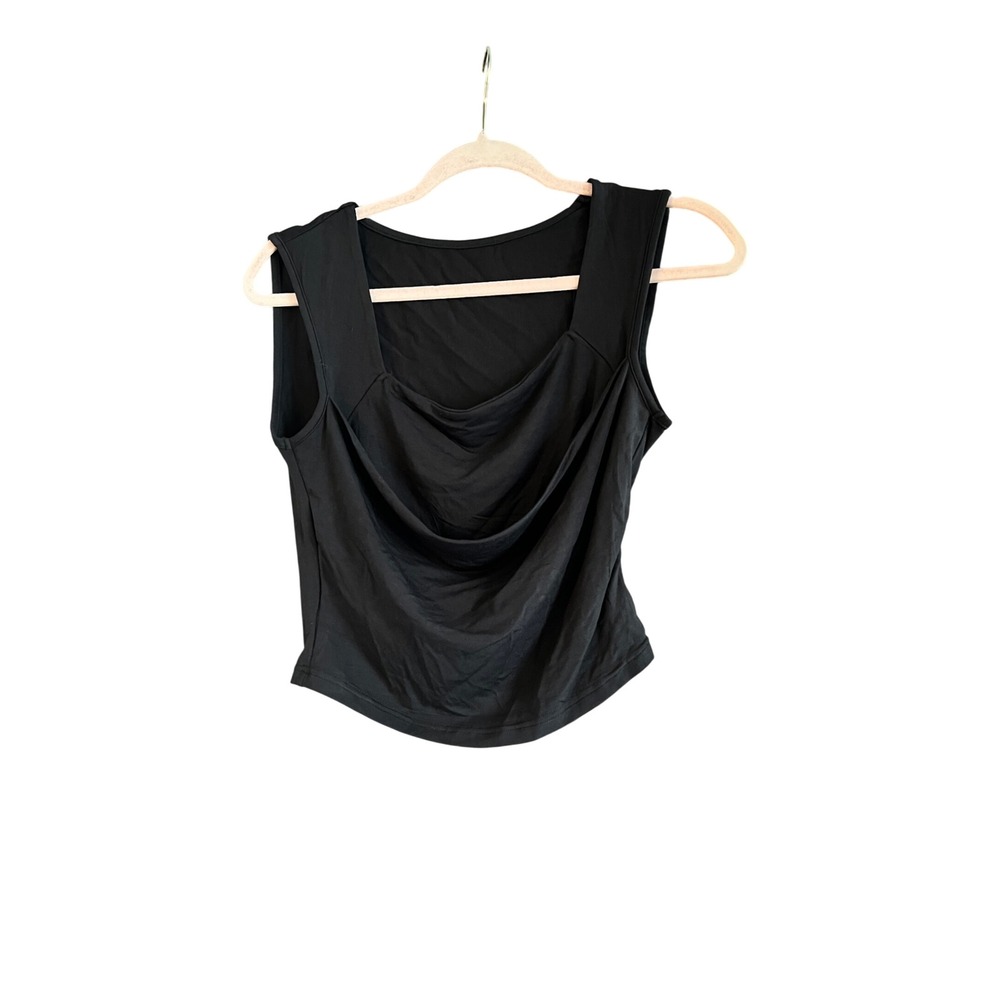 Commense Black Tank Top Cowl Neck Sleeveless Casual‎ Top Size M